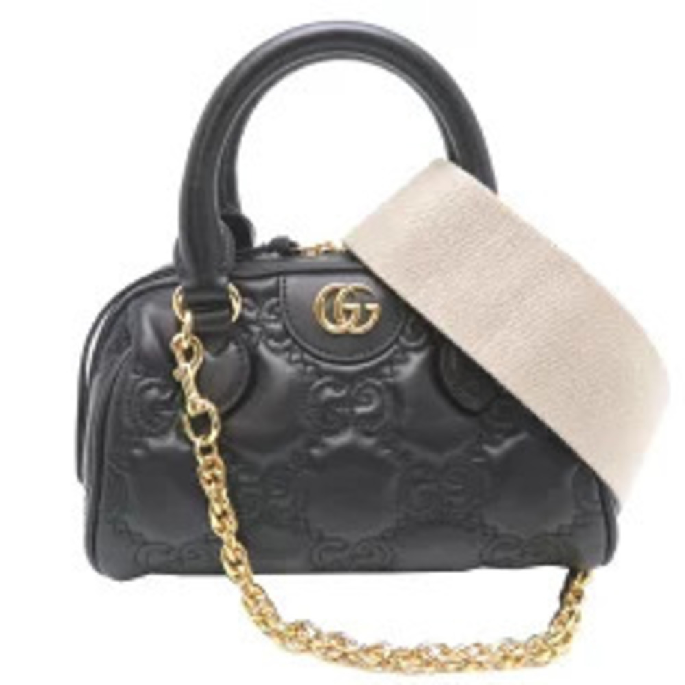 Gucci GG Matelasse 2way Handbag Leather Black